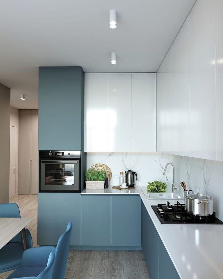 Sleek Blue Minimal Kitchen