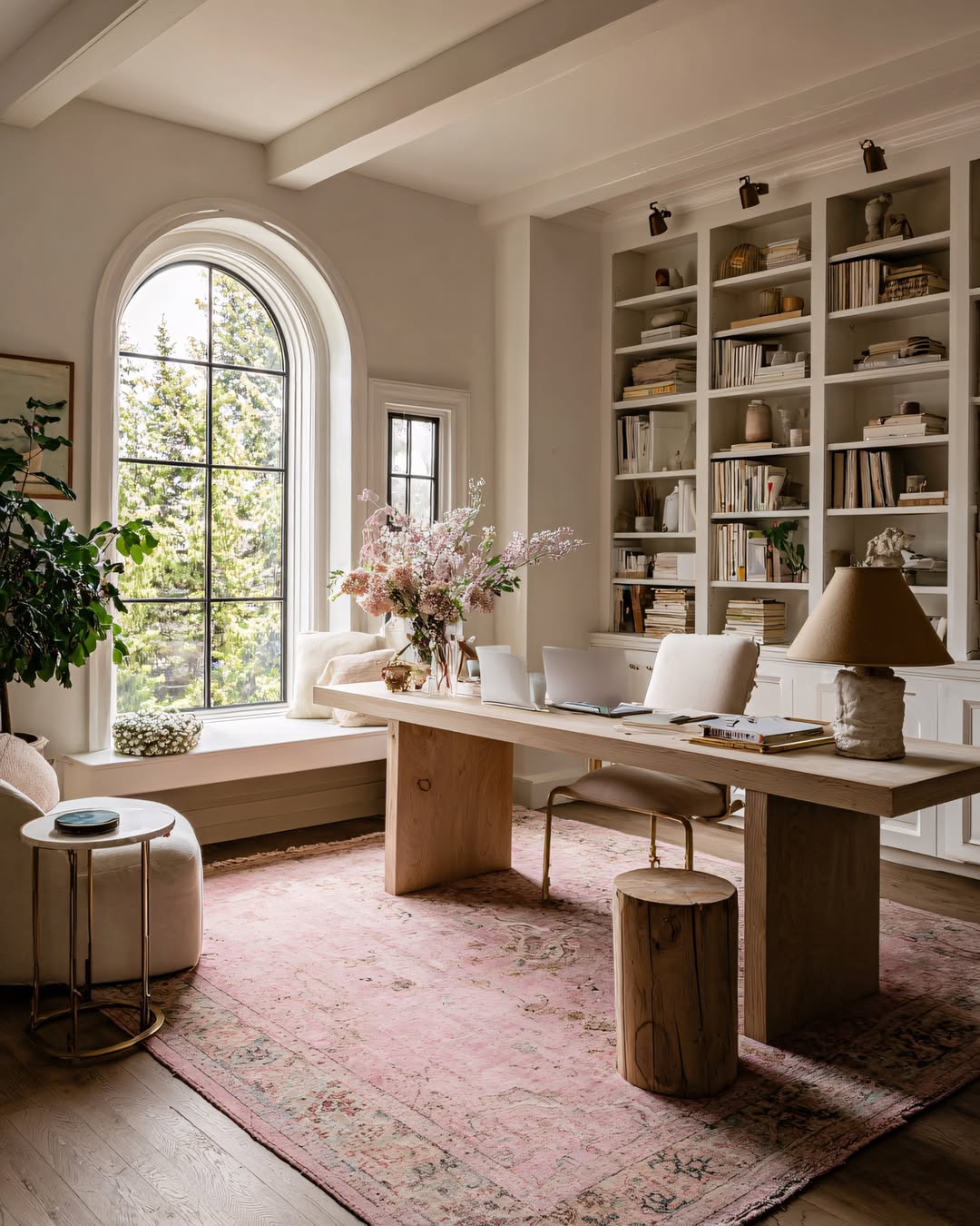 Romantic Blush-Toned Office