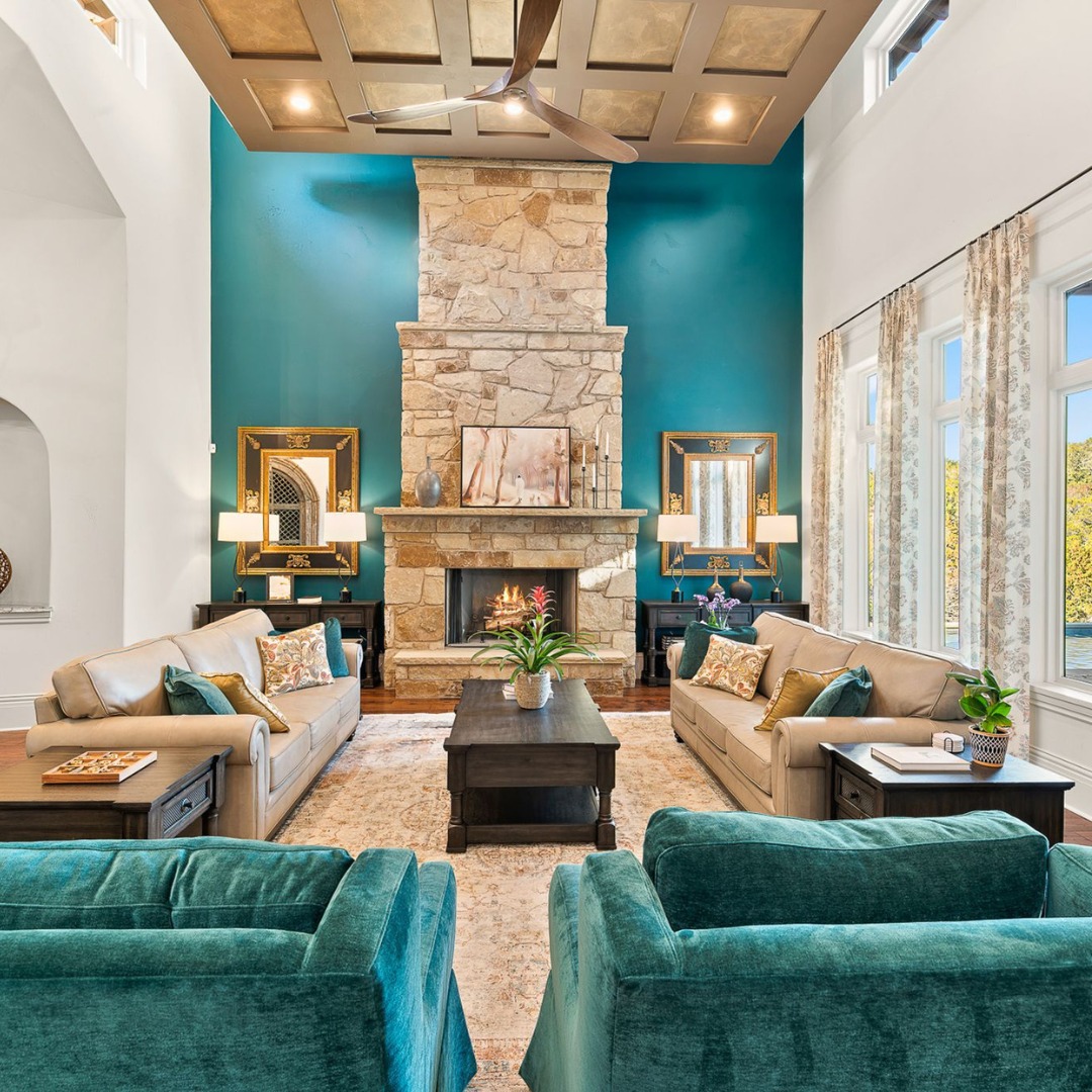 Bold Color Fireplace Feature