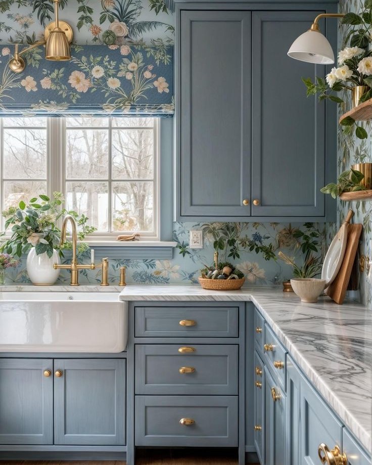 Botanical Blue Kitchen Corner