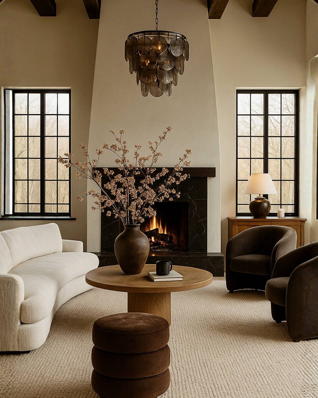 Minimal Brown Fireplace Retreat