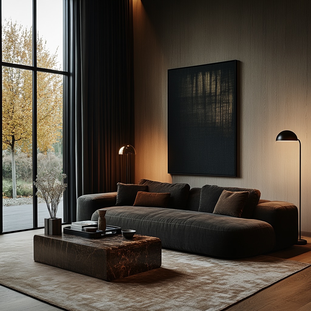 Moody Brown Modern Living Room