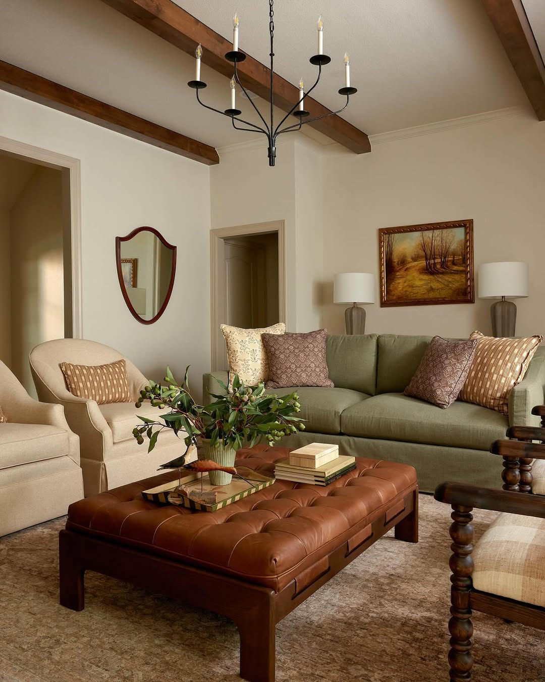 Classic Leather Ottoman Living Room