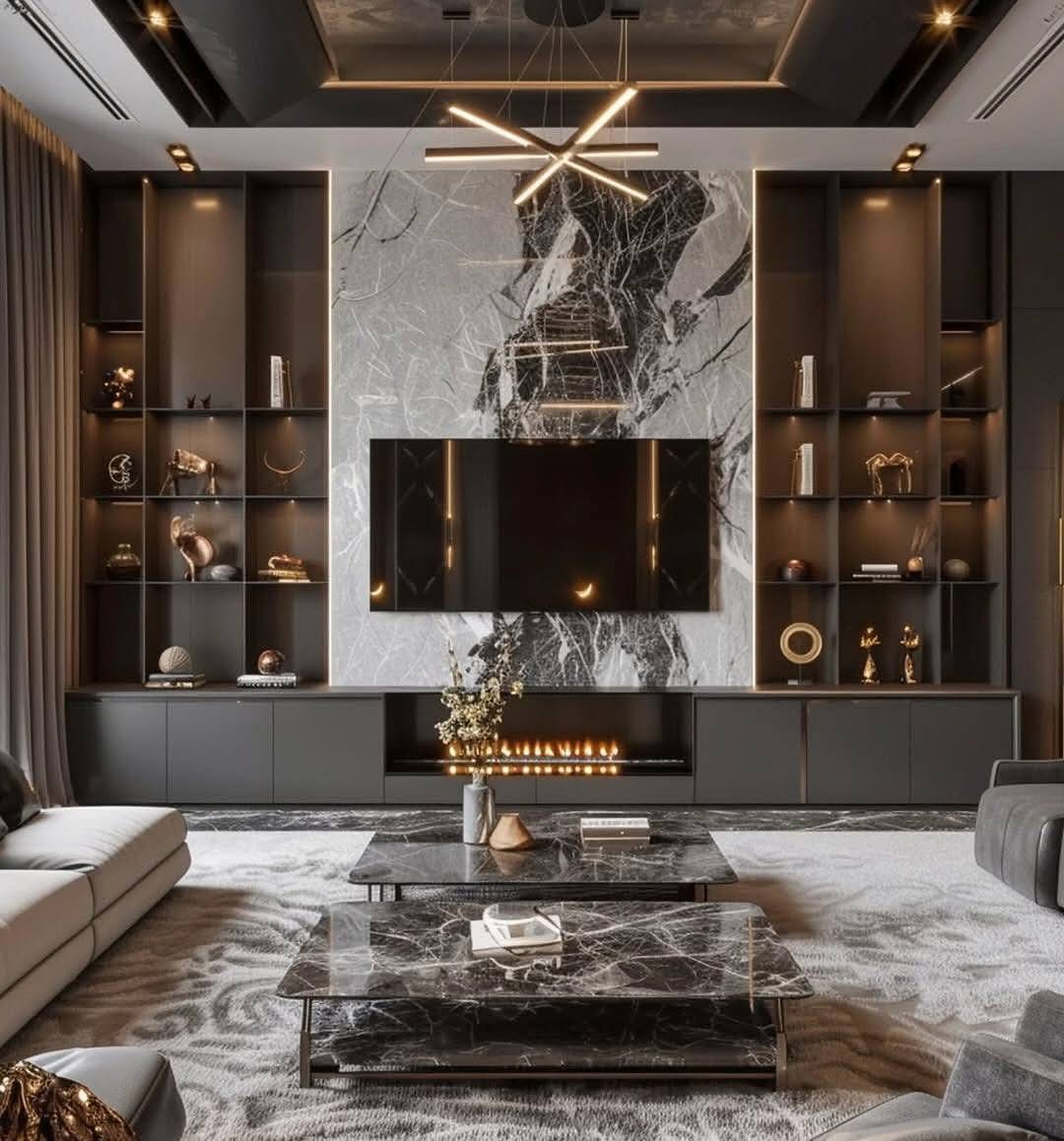 Dark Marble Drama Wall