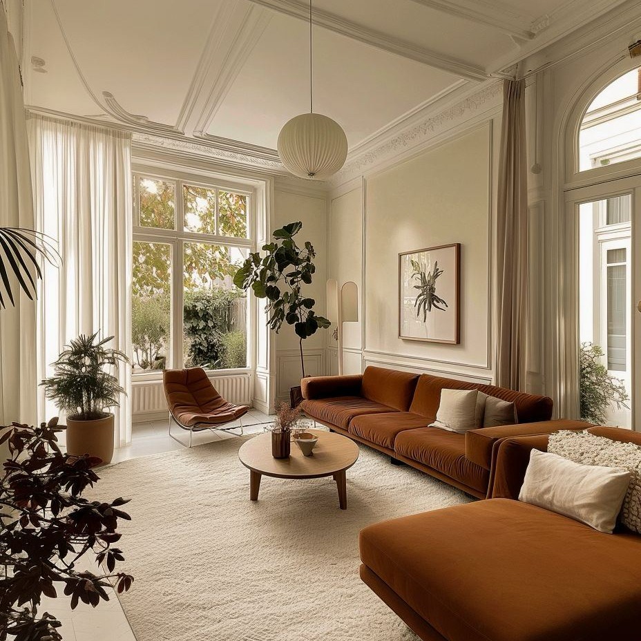 Elegant Brown Sofa Living Room
