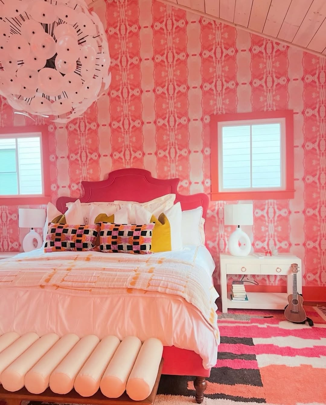 Pink Ikat Bedroom Wallpaper