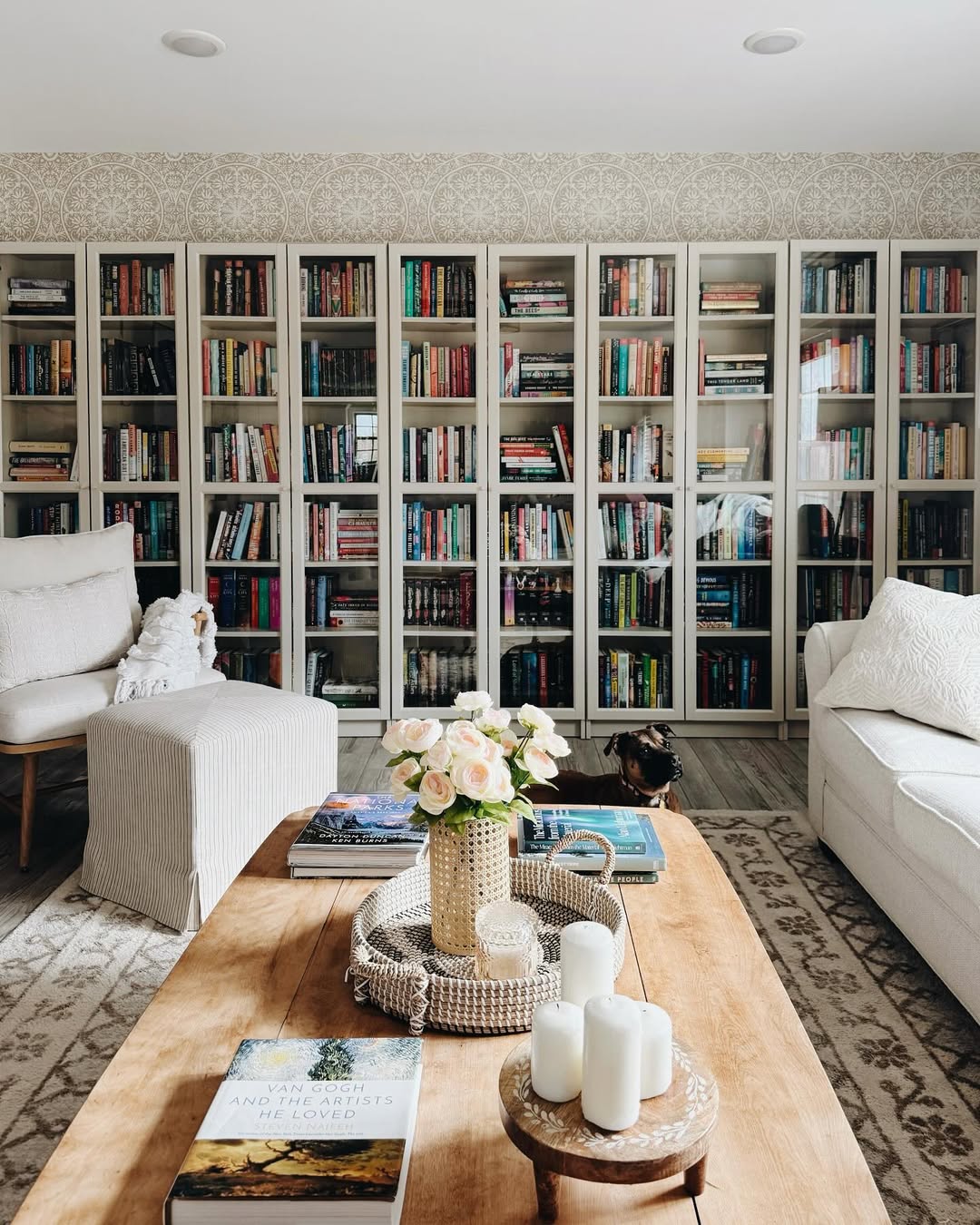 Glass-Door Library Wall