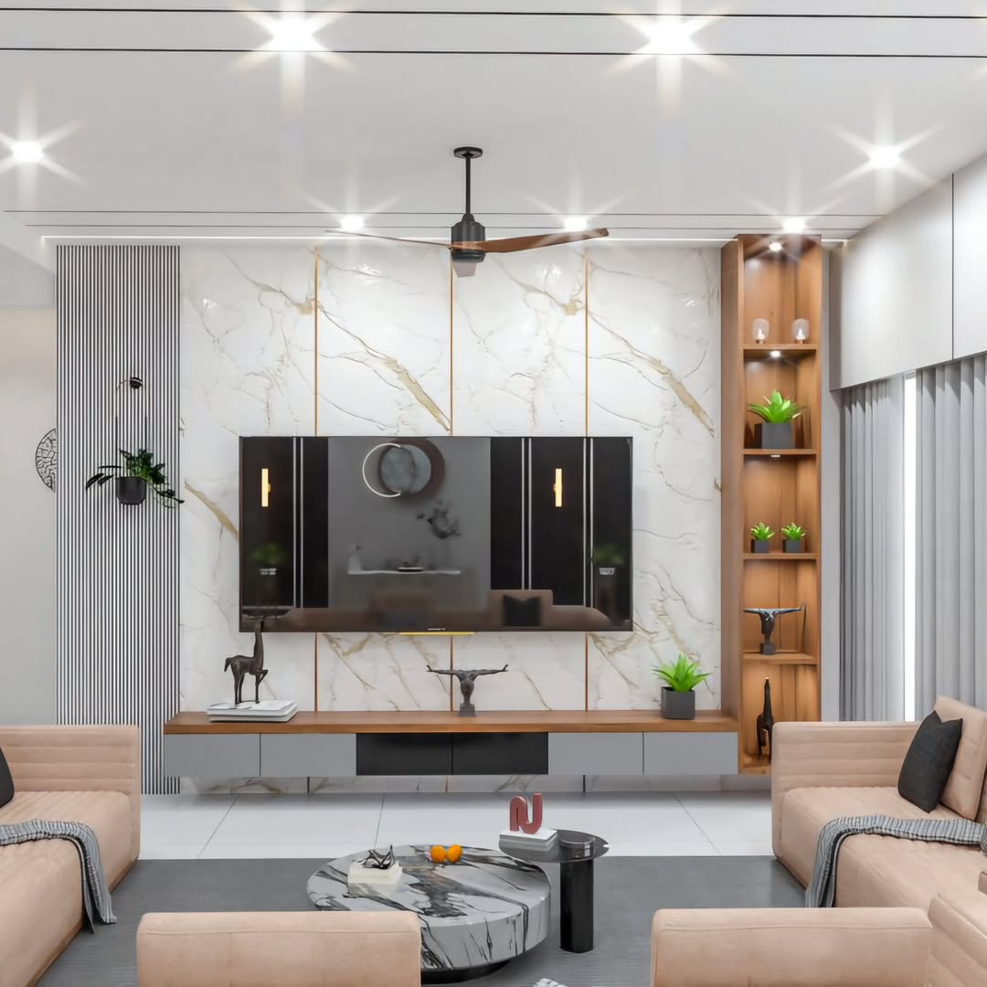 Marble Panel Meets Modern Storage