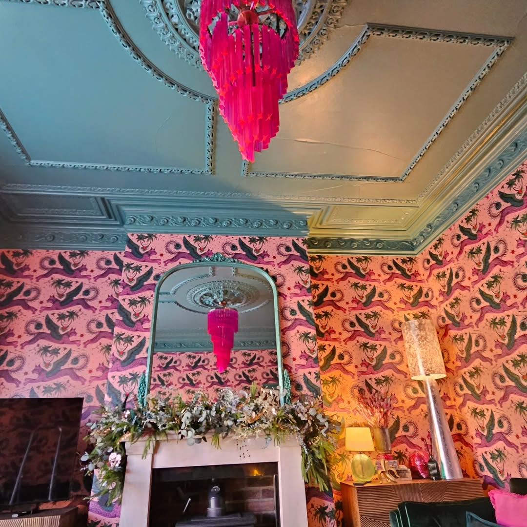 Maximalist Wallpaper Living Room