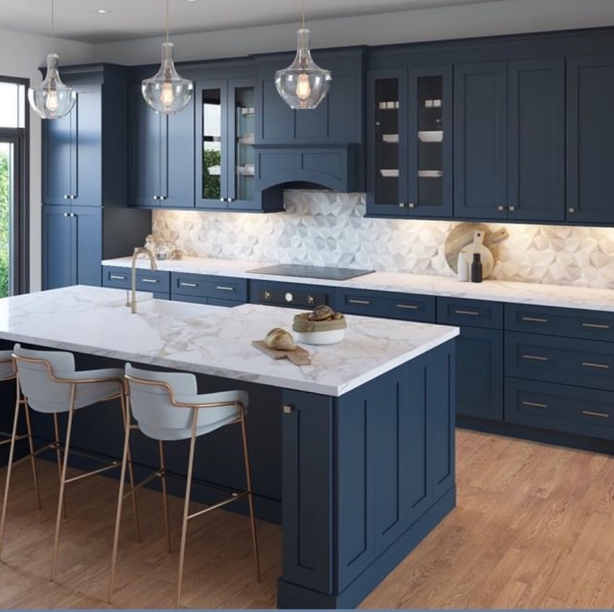 Modern Navy Entertaining Kitchen