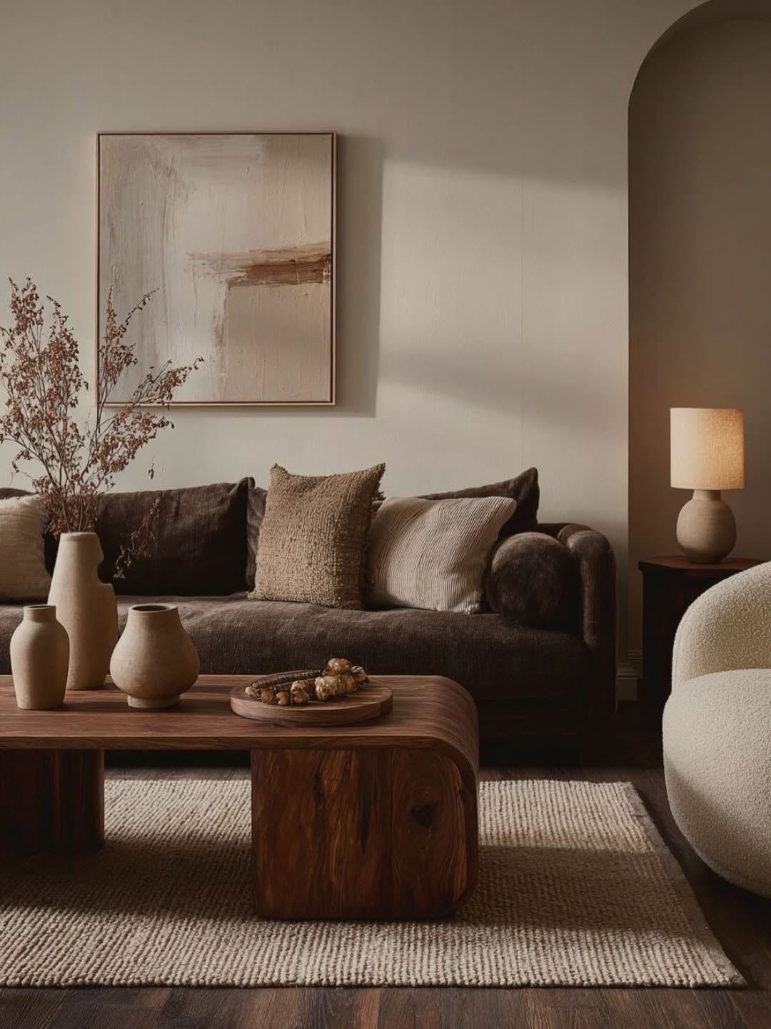 Moody Neutral Brown Living Room