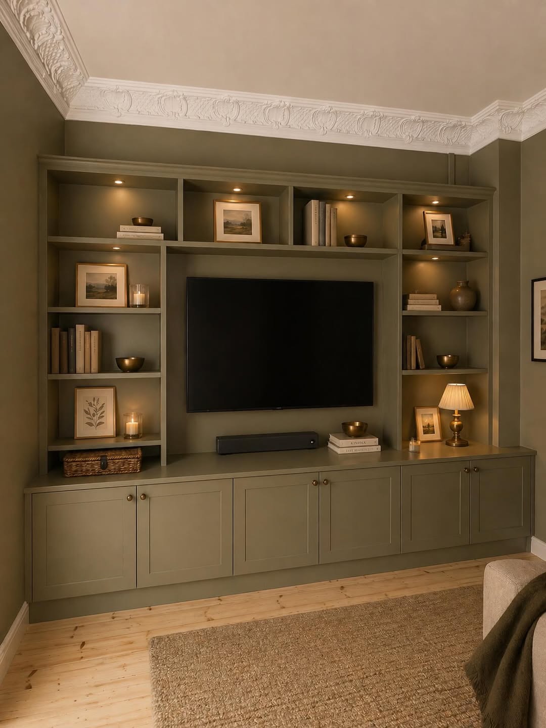 Moody Olive Media Wall