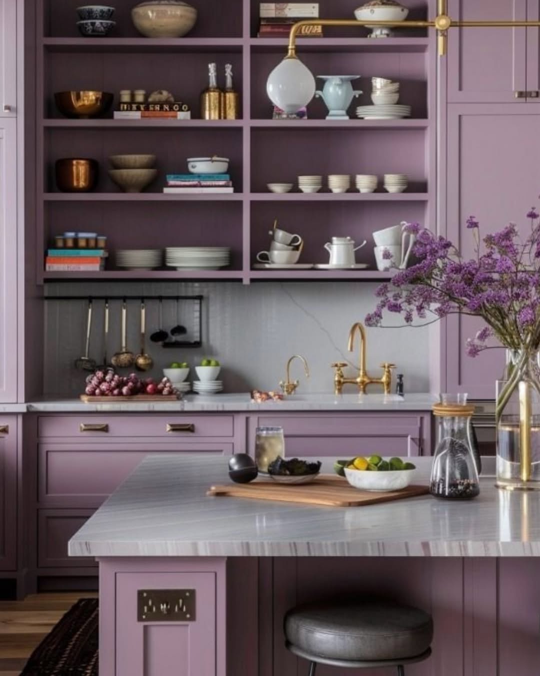 Moody Mauve with Open Shelving