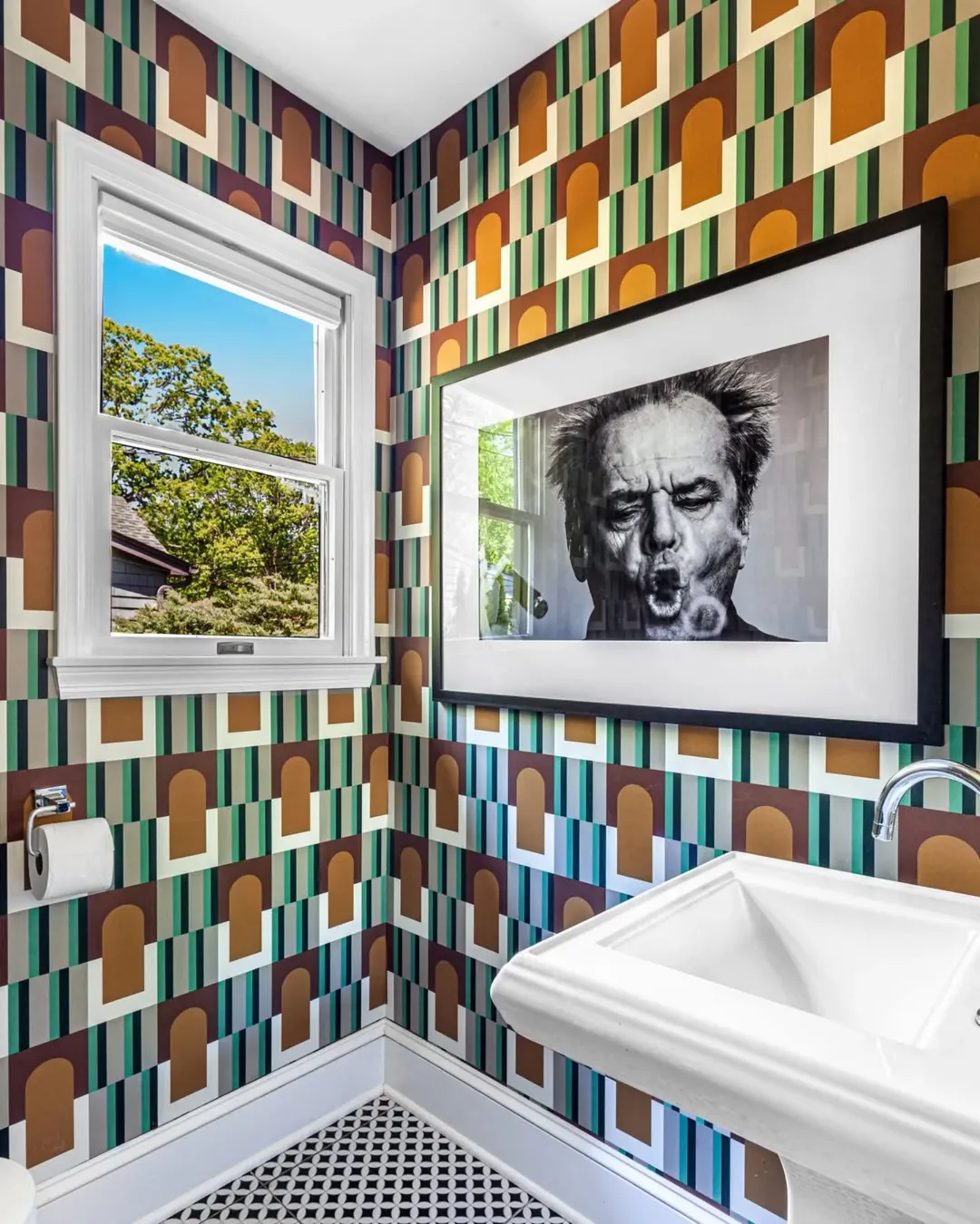 Retro Arch Pattern Powder Room