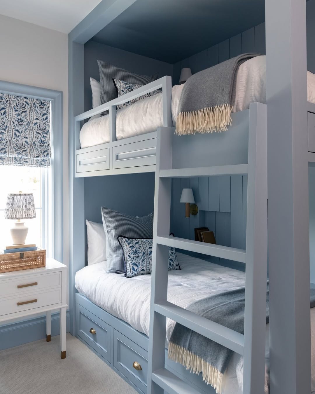 Soft Blue Built-Ins with Tailored Charm