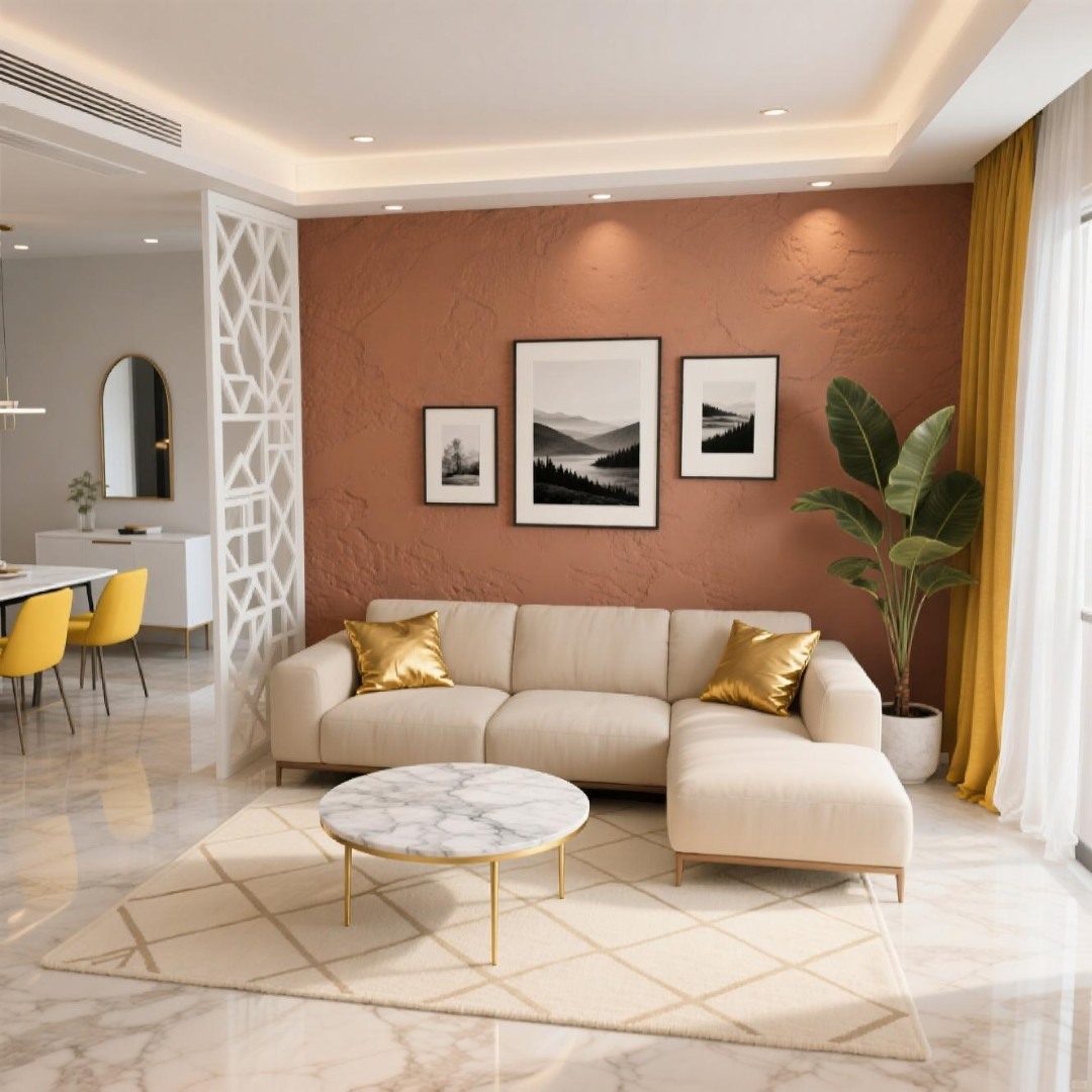Terracotta Accent & Marble Shine