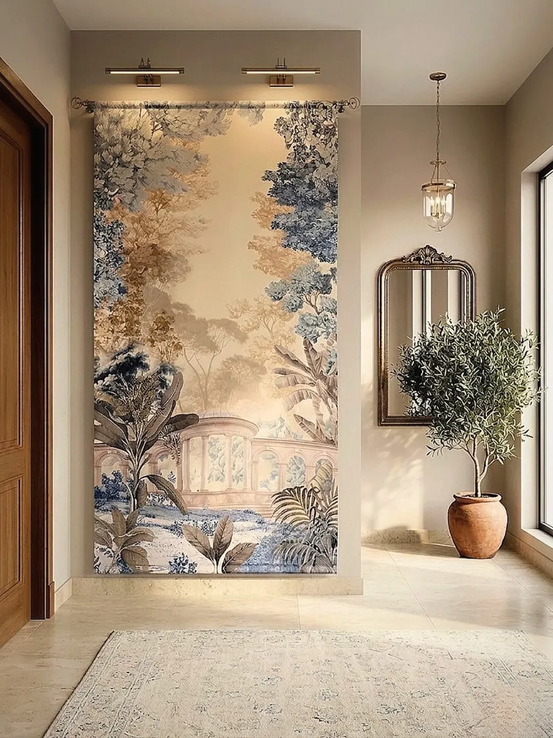 Toile Tapestry Entryway