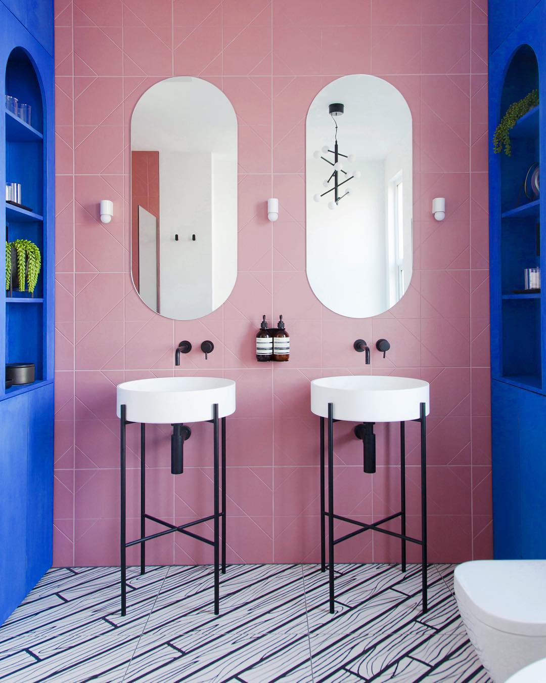 Pillbox Mirrors on Pink